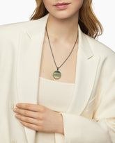 Limited DY Elements® Disc Pendant in Blackened Silver with Bogwood and Pavé Tsavorites, 24mm